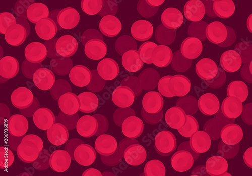Vector flat blood cell seamless pattern illustration. Red gradient erythrocyte flow background. Design tile element for poster, flyer, card, banner, ui, presentation