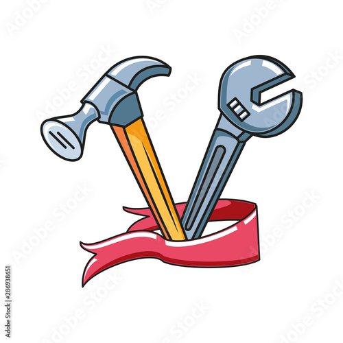 wrench key with hammer and ribbon