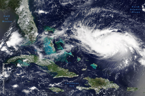 Hurricane Dorian in the Carribean Sea on its way to US mainland in August 2019 - Elements of this image furnished by NASA photo