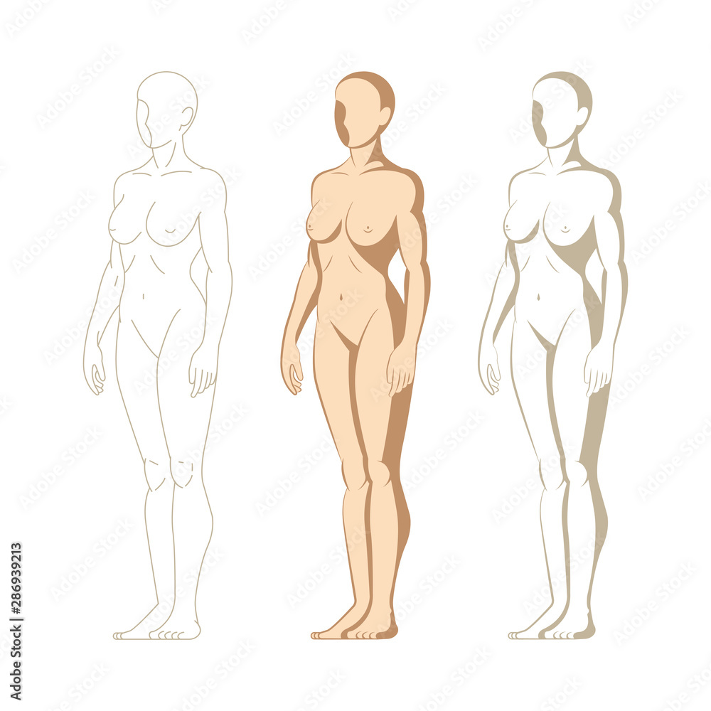 Female body. Hand drawn female body set. Woman body side view isolated vector illustration. Woman naked full length figure sketch drawing. Part of set. Female body. Hand drawn female body set. Woman body side view isolated vector illustration. Woman naked full length figure sketch drawing. Part of set.