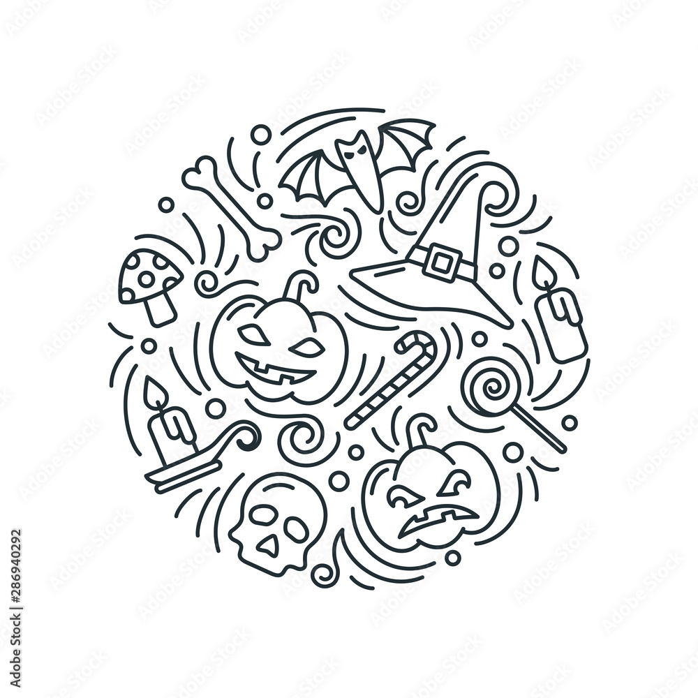 Halloween card round concept Halloween card round concept
