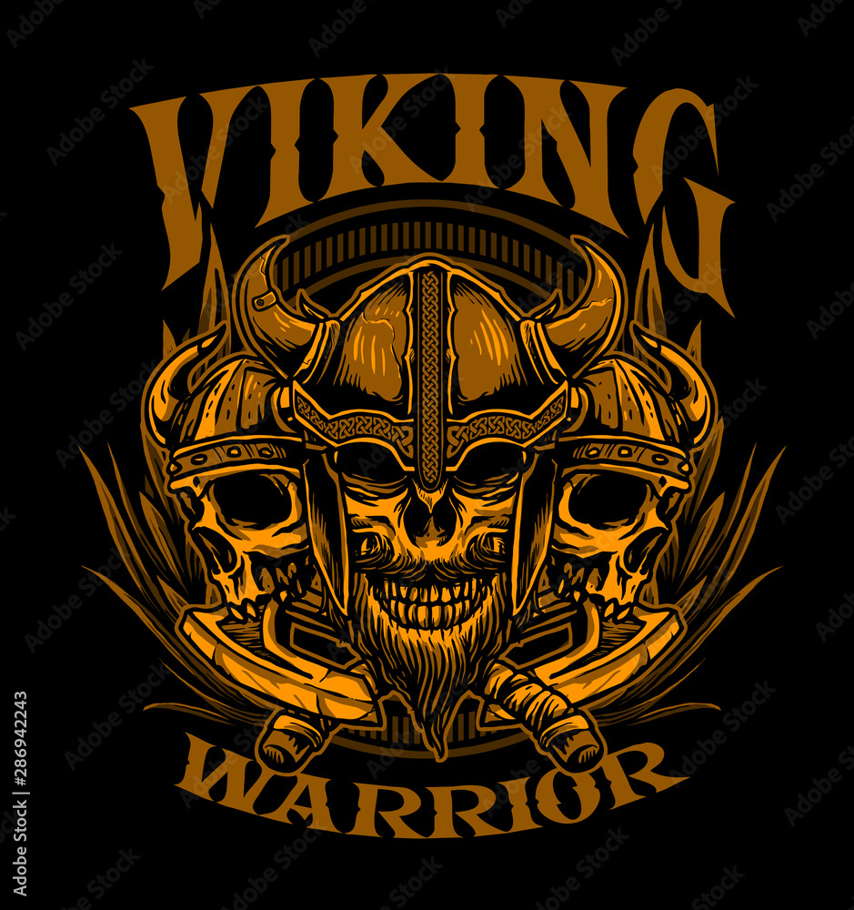 viking skull vector illustration