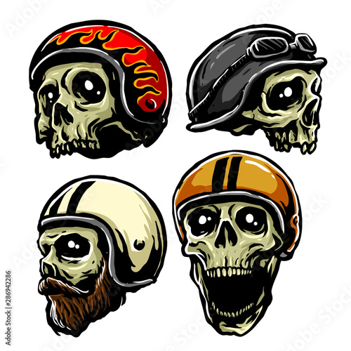 retro helmet skull vector collections