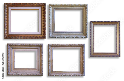 Collection of frames for decorative paintings (Isolated on a white background with shadow)