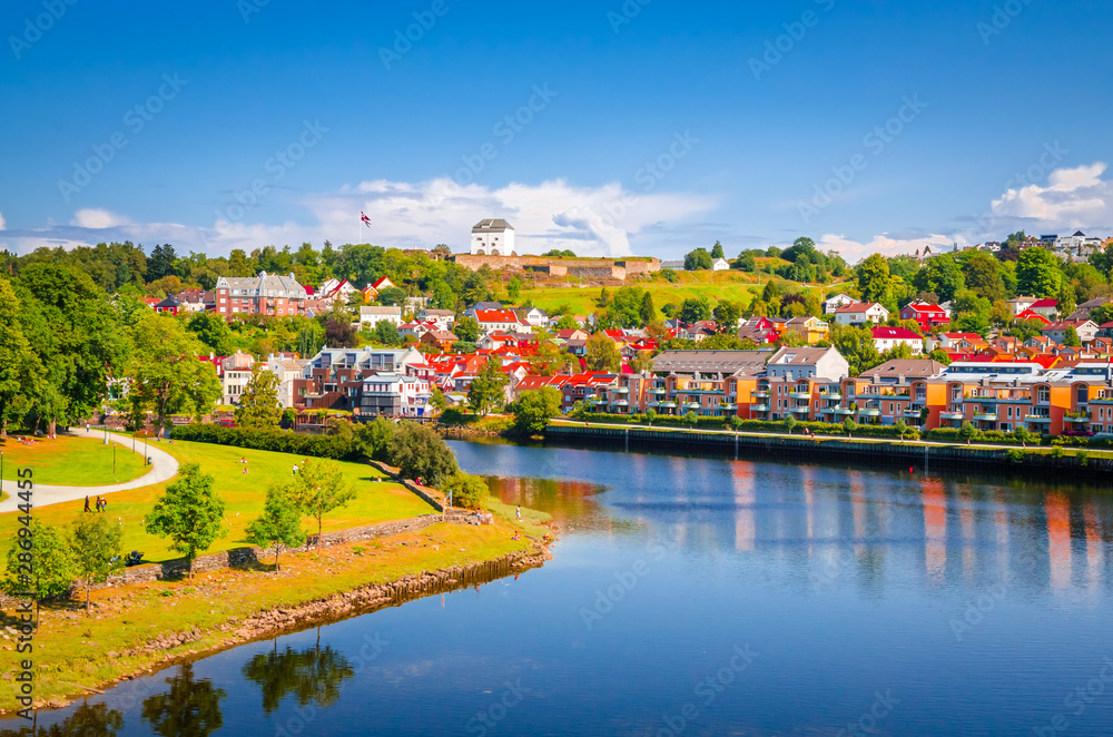 Panoramic view of beautiful city Trondheim, Norway