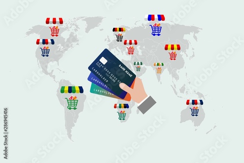 We can shop anywhere in the world with a credit card, vektor work