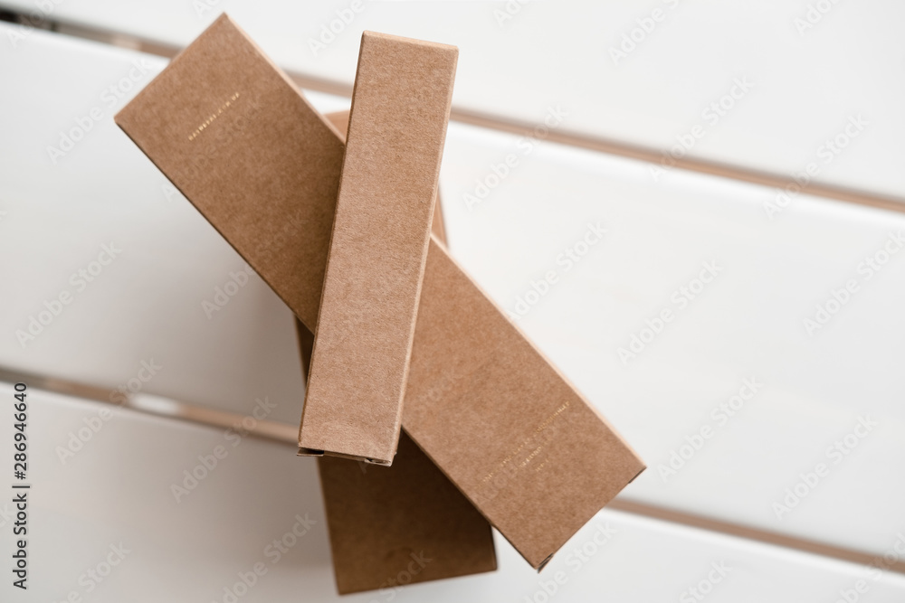 Craft paper cosmetic boxes, packaging mockup Craft paper cosmetic boxes, packaging mockup