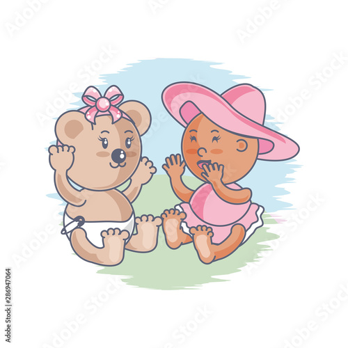cute female bear with baby girl