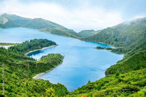 Beautiful landscape of Lake of Fire  Lagoa do Fogo  in S  o Miguel Island  Azores - Portugal