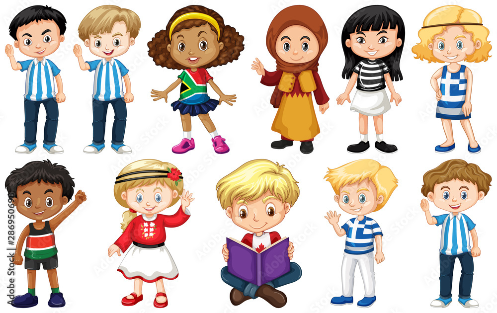 Set of children from different countries Set of children from different countries