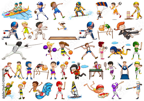 Sport activities by boys, girls, kids, athletes isolated