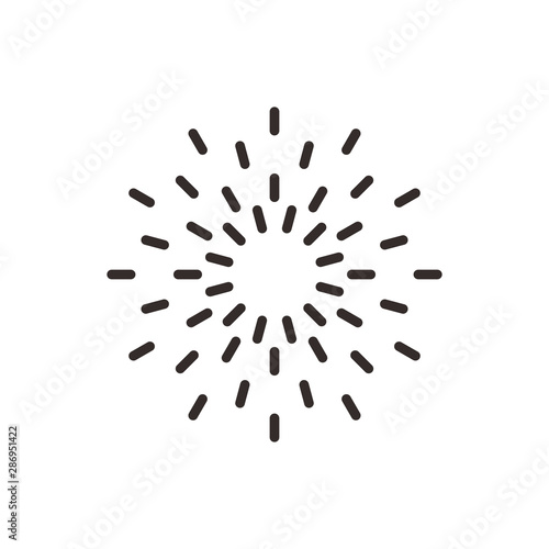 Sunburst or sun burst line art vector icon for apps and websites. sunlight symbol. Flash or solar sign for app and website.