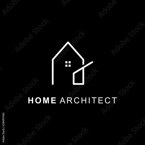 minimalist architect line logo icon design for company template isolated on black background