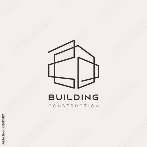 Building minimalist Concept Logo Design Template vector illustration. Minimalistic minimalism style line art creative.