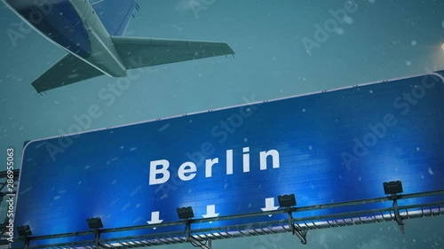 Airplane Take off Berlin in Christmas photo