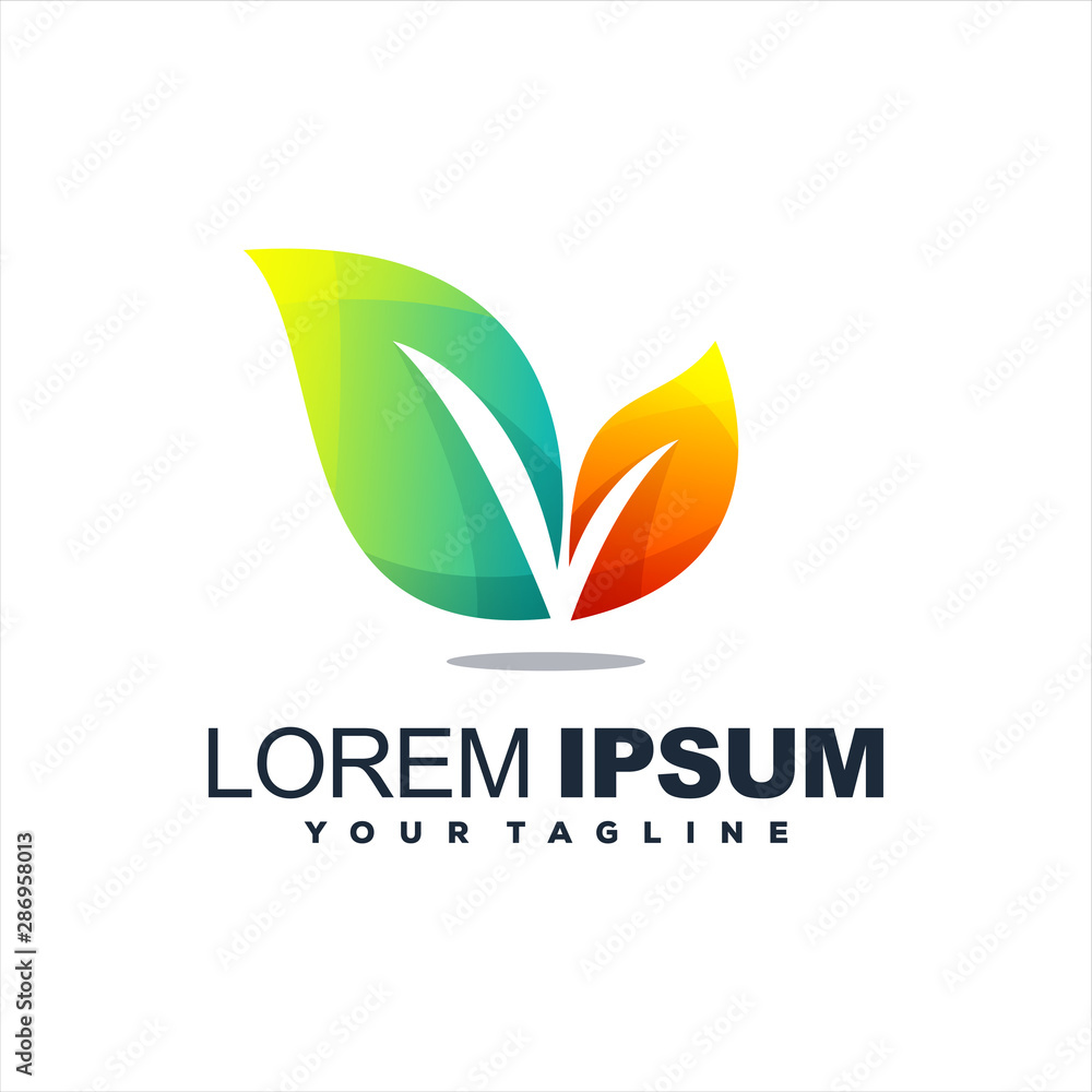 awesome leaf gradient logo design awesome leaf gradient logo design