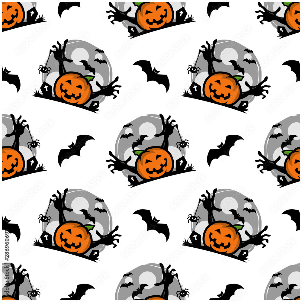 Halloween Pumpkin Seamless Pattern Vector