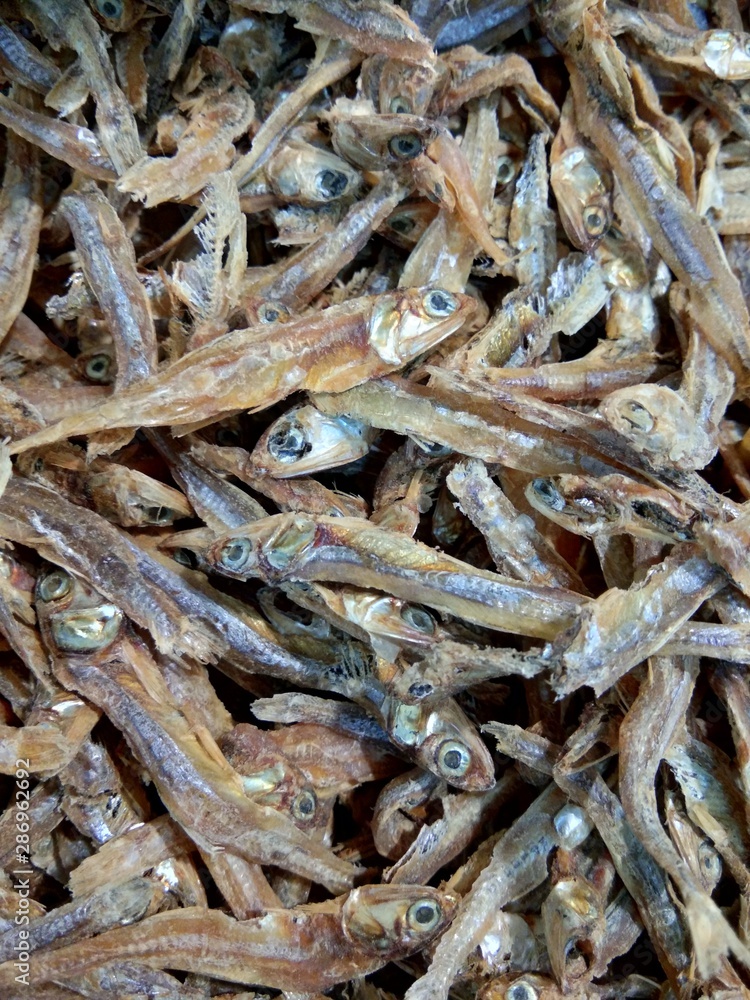 Dried anchovies ready to be cooked
