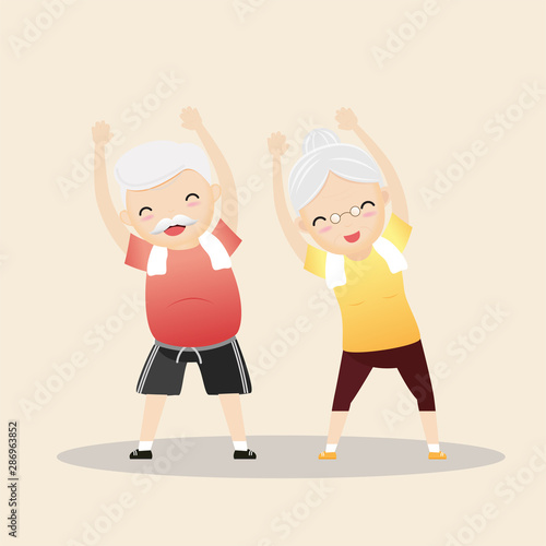 Elderly People Exercising Concept.