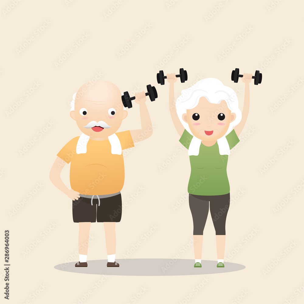 Elderly People Exercising Concept.