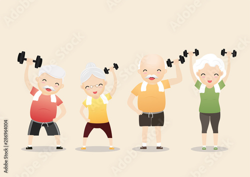 Elderly People Exercising Concept.