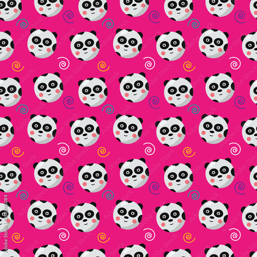 panda  seamless pattern animal vector illustration background