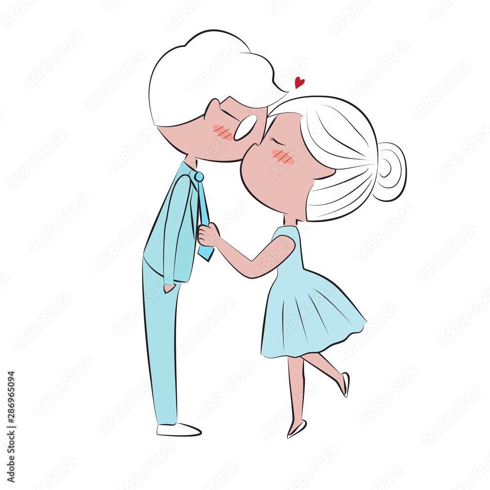 doodle hand draw couple kiss for valentine's day doodle hand draw couple kiss for valentine's day