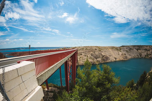 Red Bridge over the canyon in Croatia. photo