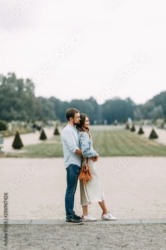 love story sincere feelings of people. the couple walks in a Park in Berlin.