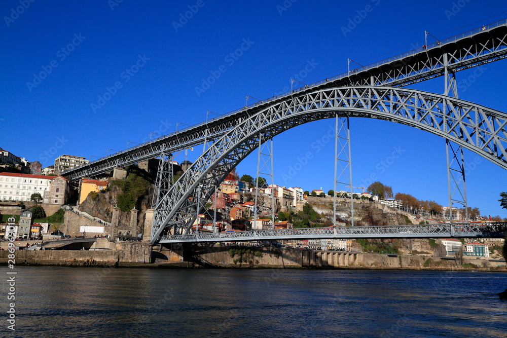The Dom Luis I Bridge across the River Douro in Porto
