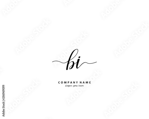 BI Initial handwriting logo vector