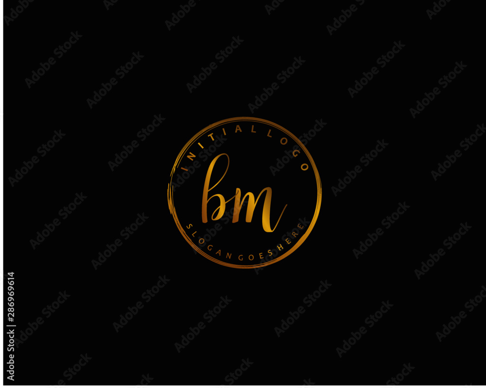 BM Initial handwriting logo vector