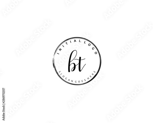 BT Initial handwriting logo vector