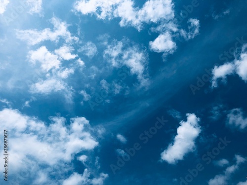 blue sky with clouds and sun