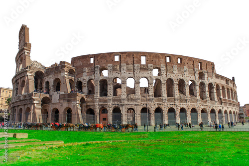 Colosseum building in Rome city. Italy. isolated on white