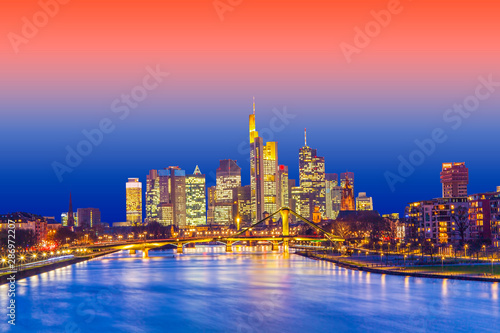 Frankfurt am Main city in Germany. night scene with gradient sky background in color © Ioan Panaite