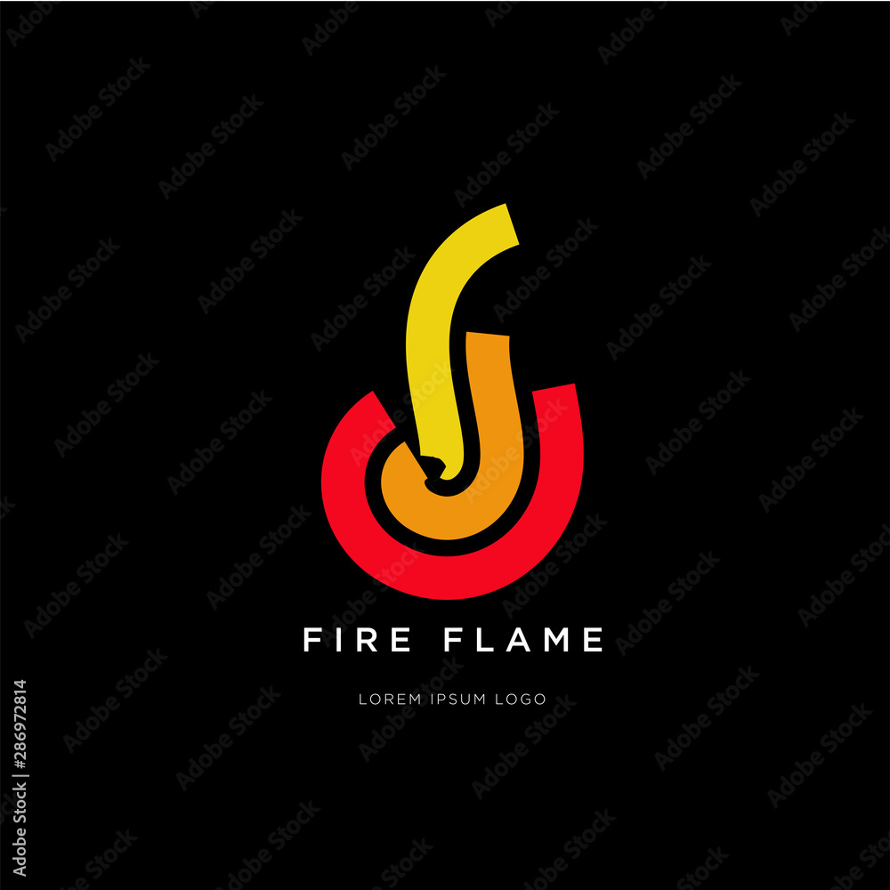 Fire and Flame Abstract Curve Logo on Black Bacgkround Fire and Flame Abstract Curve Logo on Black Bacgkround