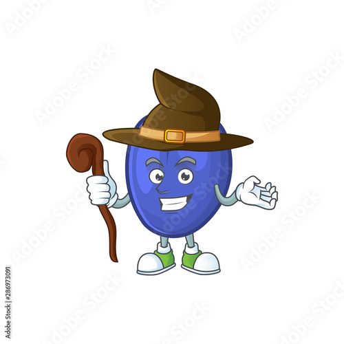 Witch fresh prunes of character mascot in a cartoon.