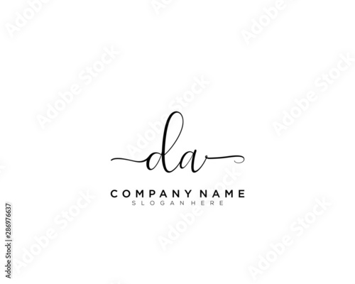 D A DA Initial handwriting logo vector photo