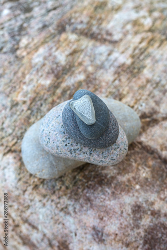 Smooth Pebble Stone Cairn With Heart
