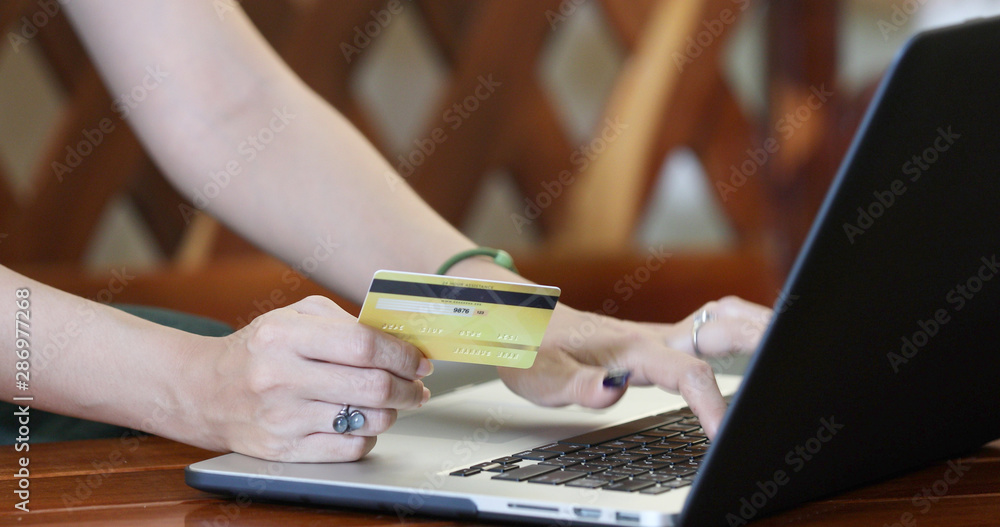 woman asian using smartphone and credit card shopping online woman asian using smartphone and credit card shopping online
