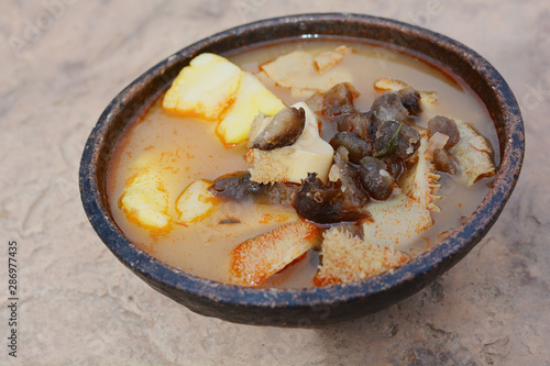 Typical aymara soup made with chuno.