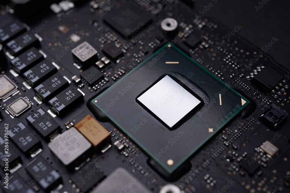A black colour waterproof Printed Circuit Board with CPU, SMD & IC mounted part on board A black colour waterproof Printed Circuit Board with CPU, SMD & IC mounted part on board