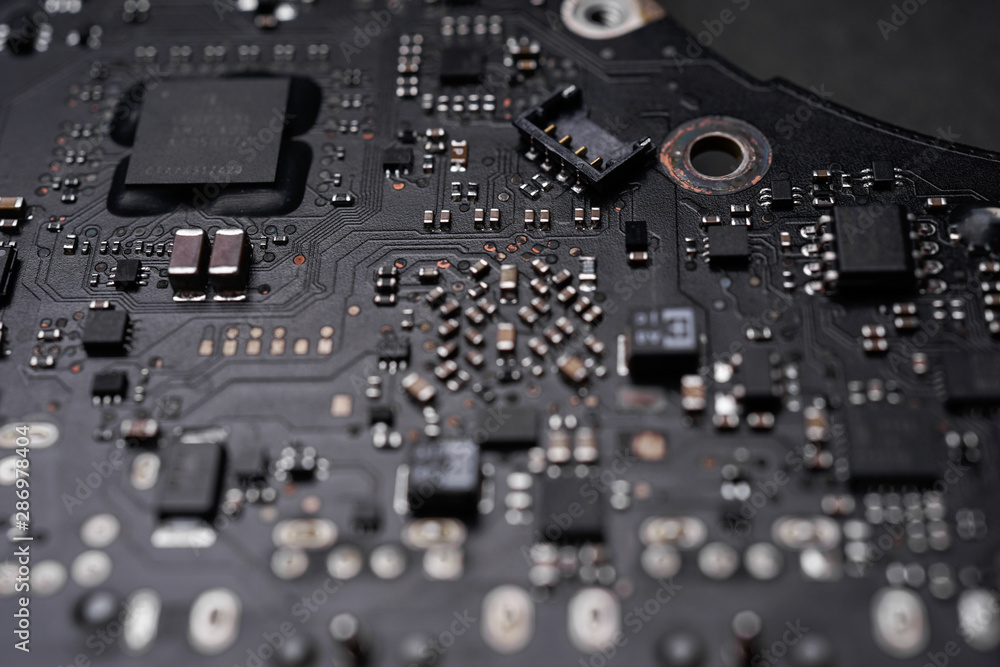A black colour waterproof Printed Circuit Board with CPU, SMD & IC mounted part on board A black colour waterproof Printed Circuit Board with CPU, SMD & IC mounted part on board