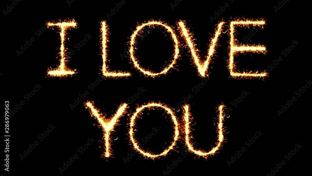 I Love You Text Sparkler Writing With Glitter Sparks Particles Firework on Black 4K Loop Background. Greeting card, Invitation, Celebration, Party, Gift, Message, Wishes, Festival. I Love You Text Sparkler Writing With Glitter Sparks Particles Firework on Black 4K Loop Background. Greeting card, Invitation, Celebration, Party, Gift, Message, Wishes, Festival.