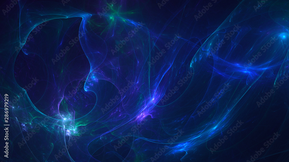  3D rendering multicolored abstract fractal on black background