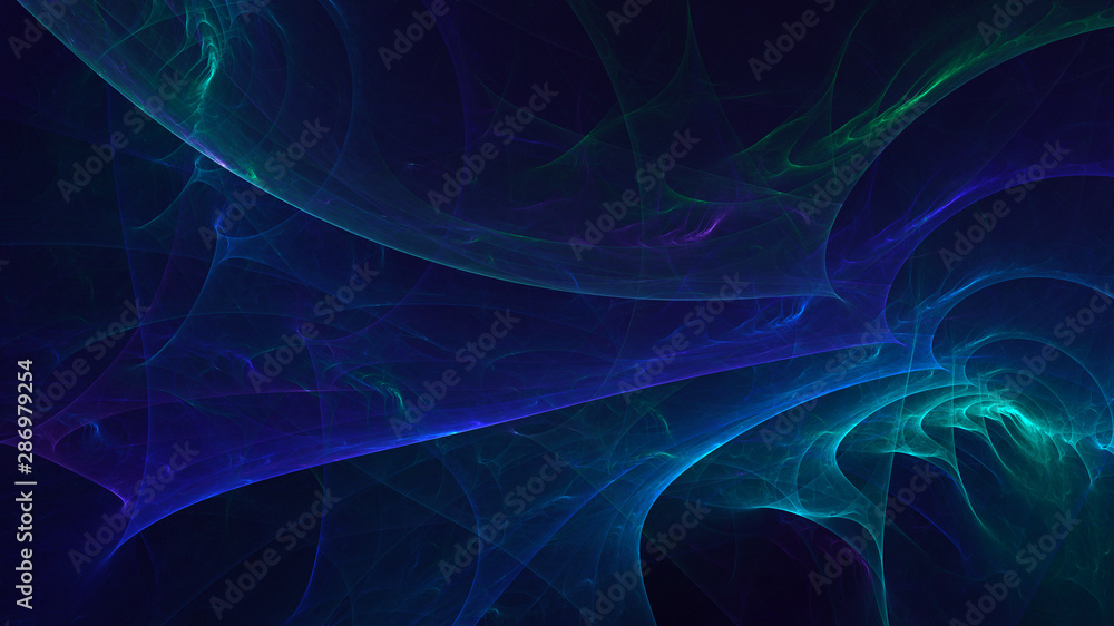 Fototapeta 3D rendering multicolored abstract fractal on black background