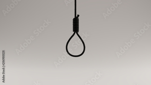 Black Hangman Noose Rope  Front View 3d illustration 3d render
