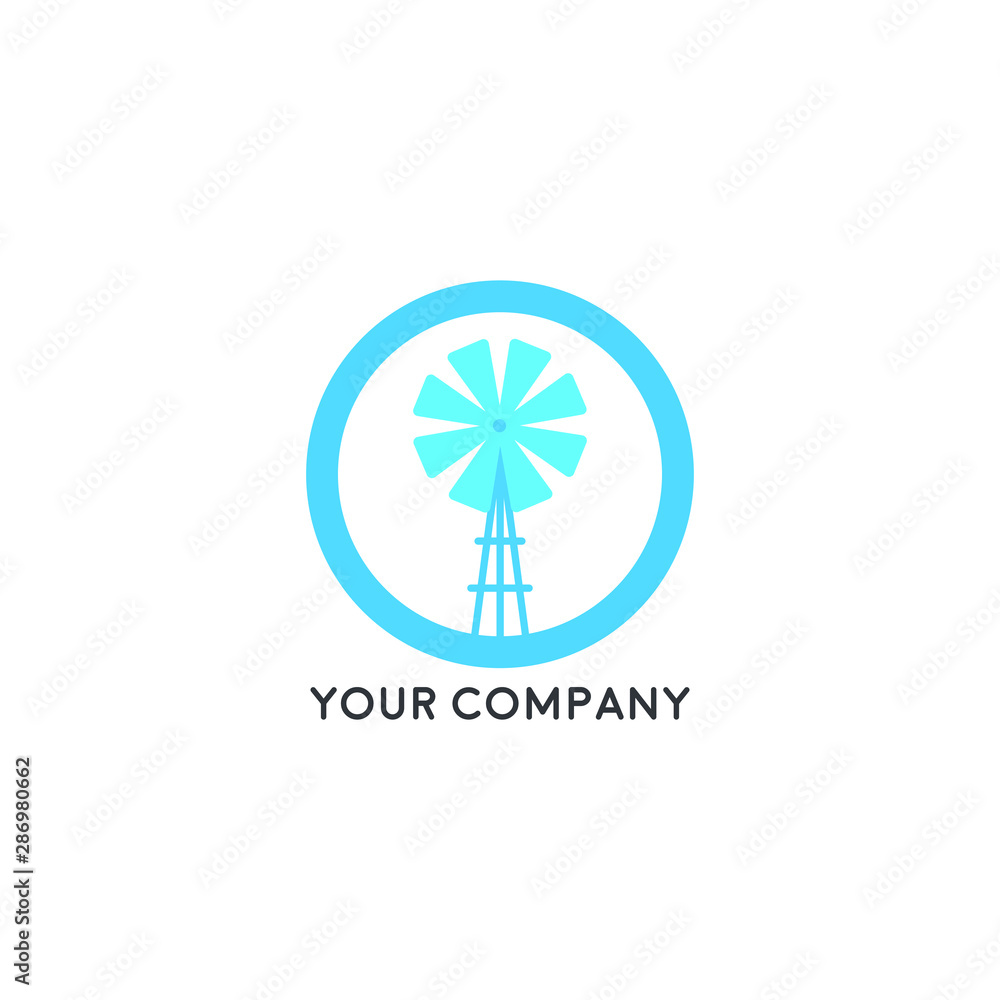 Farm House concept logo, windmill in the garden Farm House concept logo, windmill in the garden
