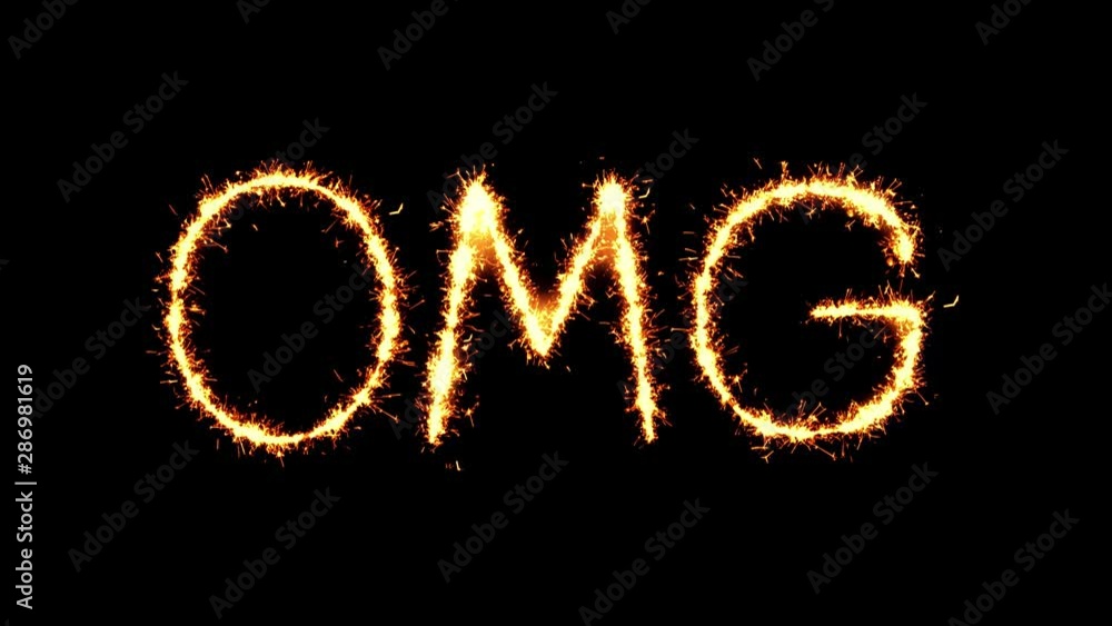 Omg Text Sparkler Writing With Glitter Sparks Particles Firework on Black 4K Loop Background. Greeting card, Invitation, Celebration, Party, Gift, Message, Wishes, Festival. Omg Text Sparkler Writing With Glitter Sparks Particles Firework on Black 4K Loop Background. Greeting card, Invitation, Celebration, Party, Gift, Message, Wishes, Festival.